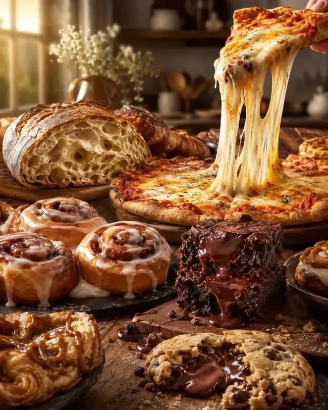 Pan artesano, brownie de chocolate, pizza casera y postres del Método Elena
